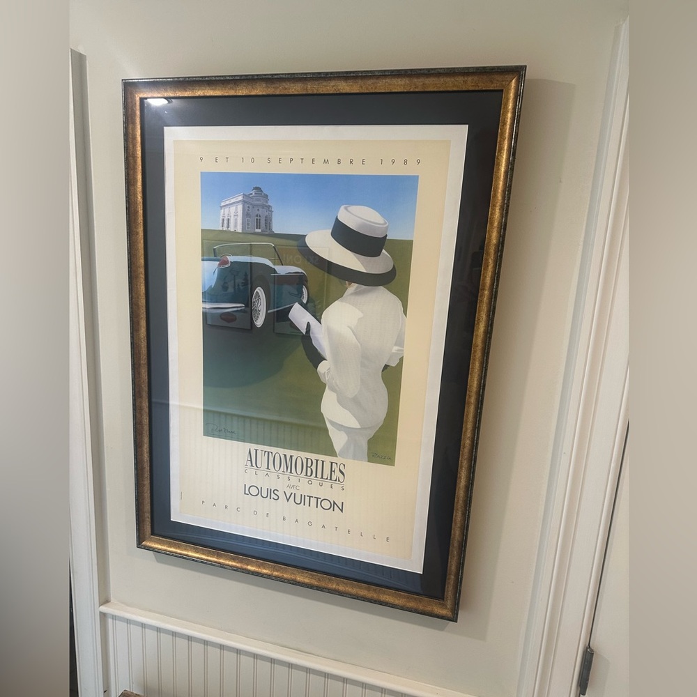 Louis Vuitton $2790 Original Linen Backed Razzia Ferrari Lithograph FRAMED